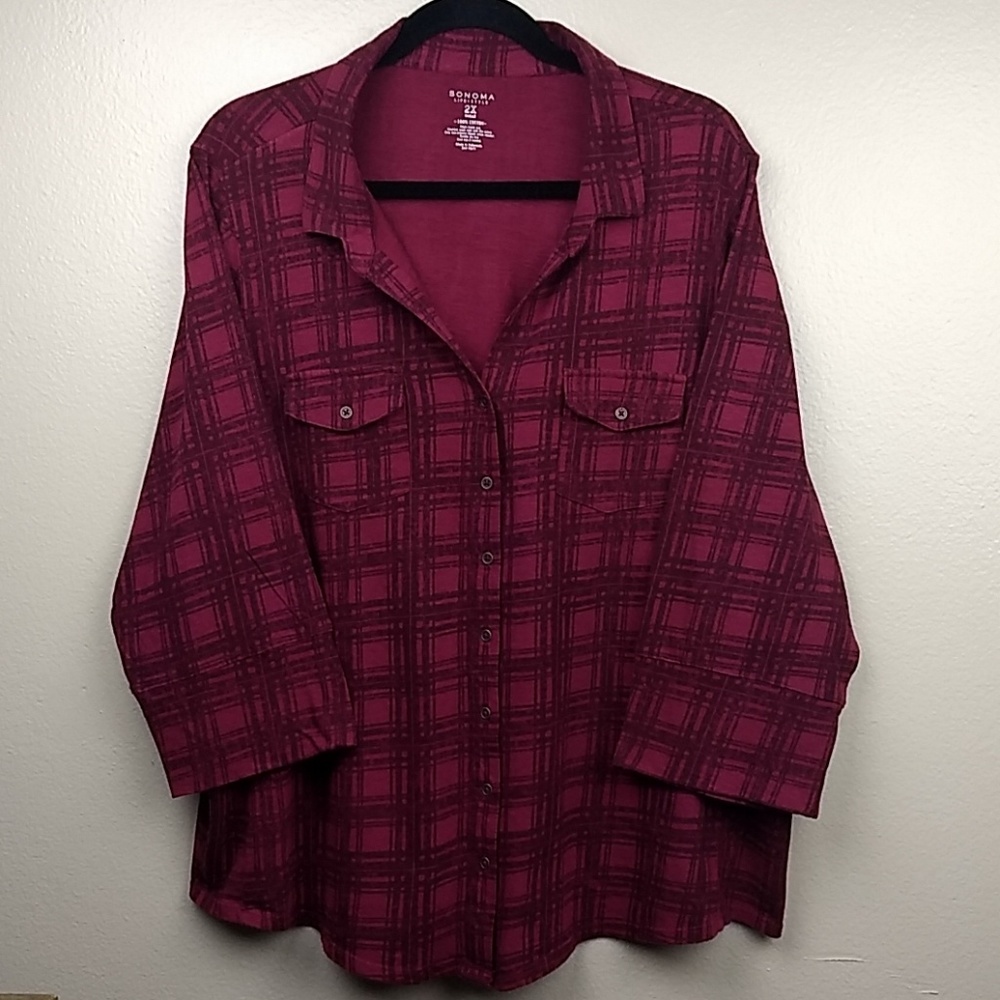 Sonoma Life Style Plaid Top Size 2X